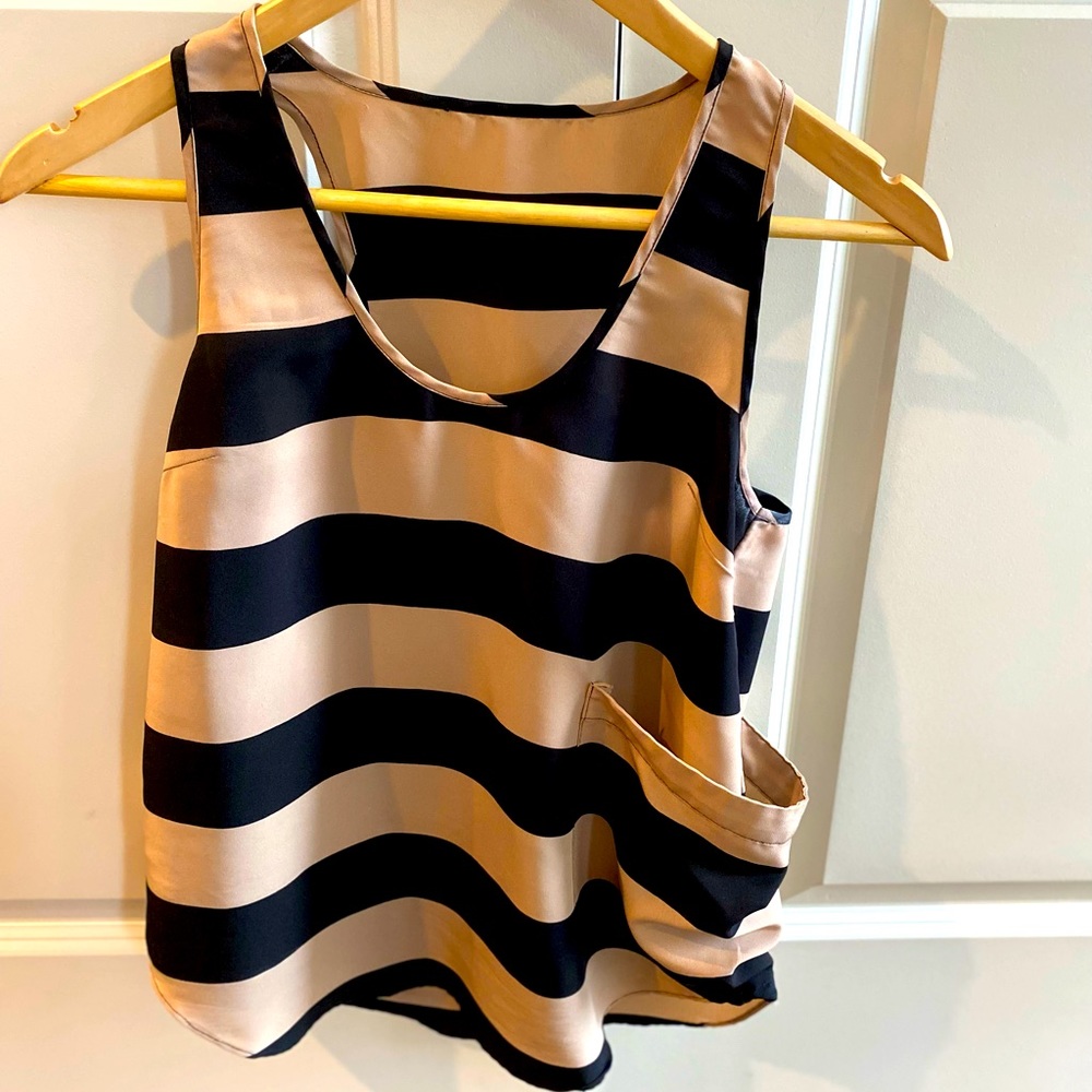 Wilfred camisole, black and beige stripe. Size XS.